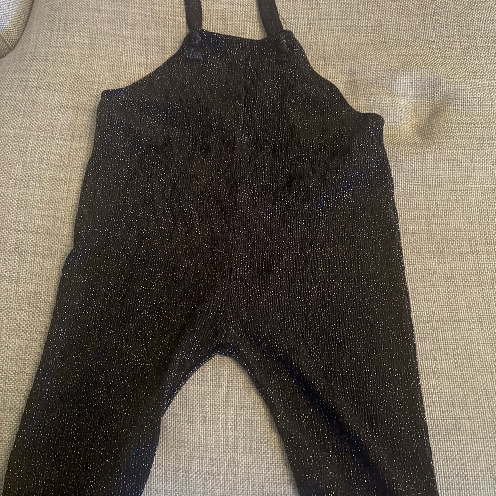 Zara Black Textured Overalls